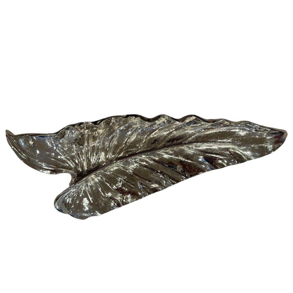 Colonial Williamsburg Foundation Silver Metal Elephant Ear Leaf Dish Tray 2007